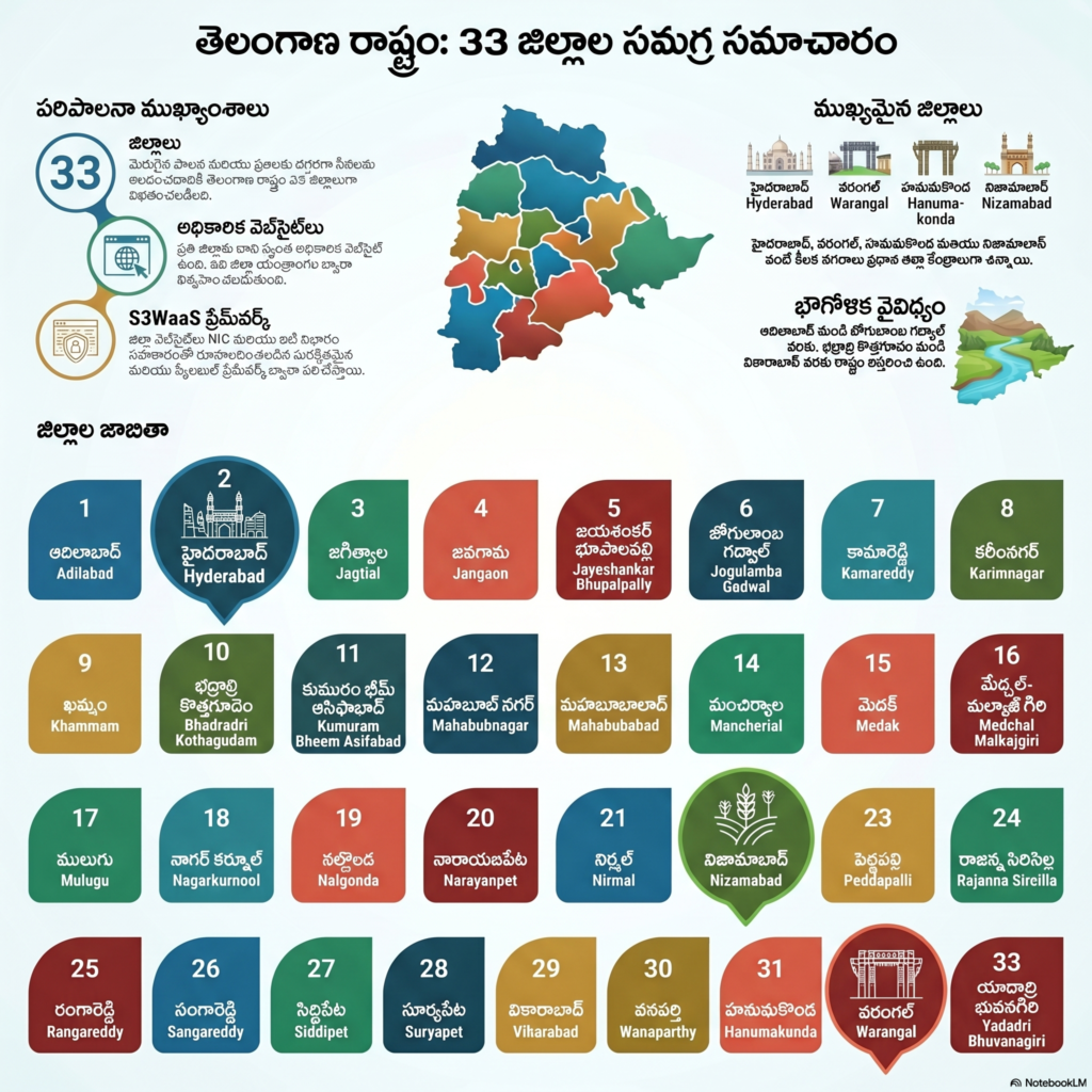 తెలంగాణలోని 33 జిల్లాలు: మీరు తప్పక తెలుసుకోవాల్సిన ఆసక్తికరమైన విషయాలు