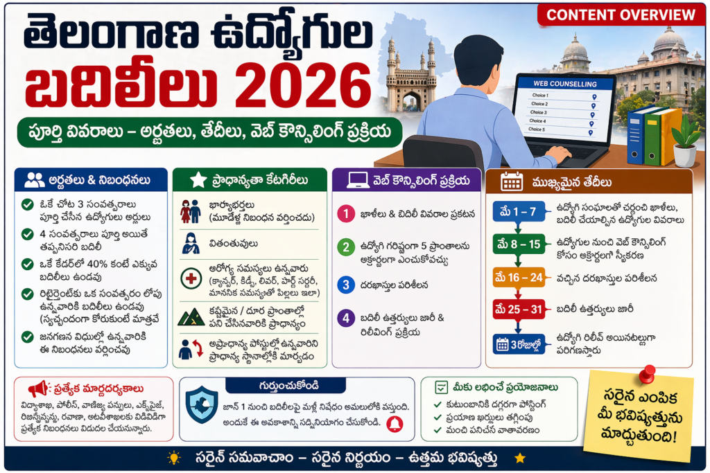  తెలంగాణ ఉద్యోగుల బదిలీలు 2026 – ముఖ్య సమాచారం
