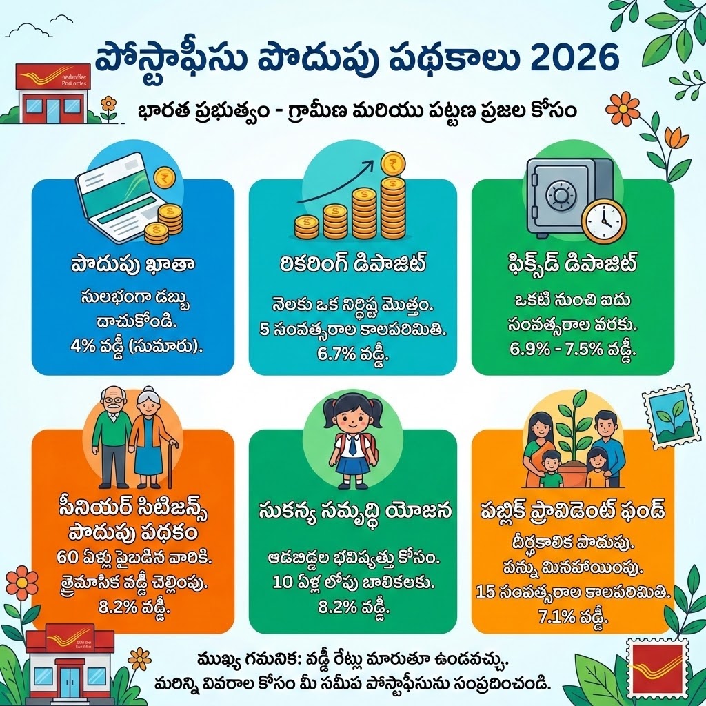 పోస్టాఫీసు సేవింగ్స్ స్కీమ్స్ 2026