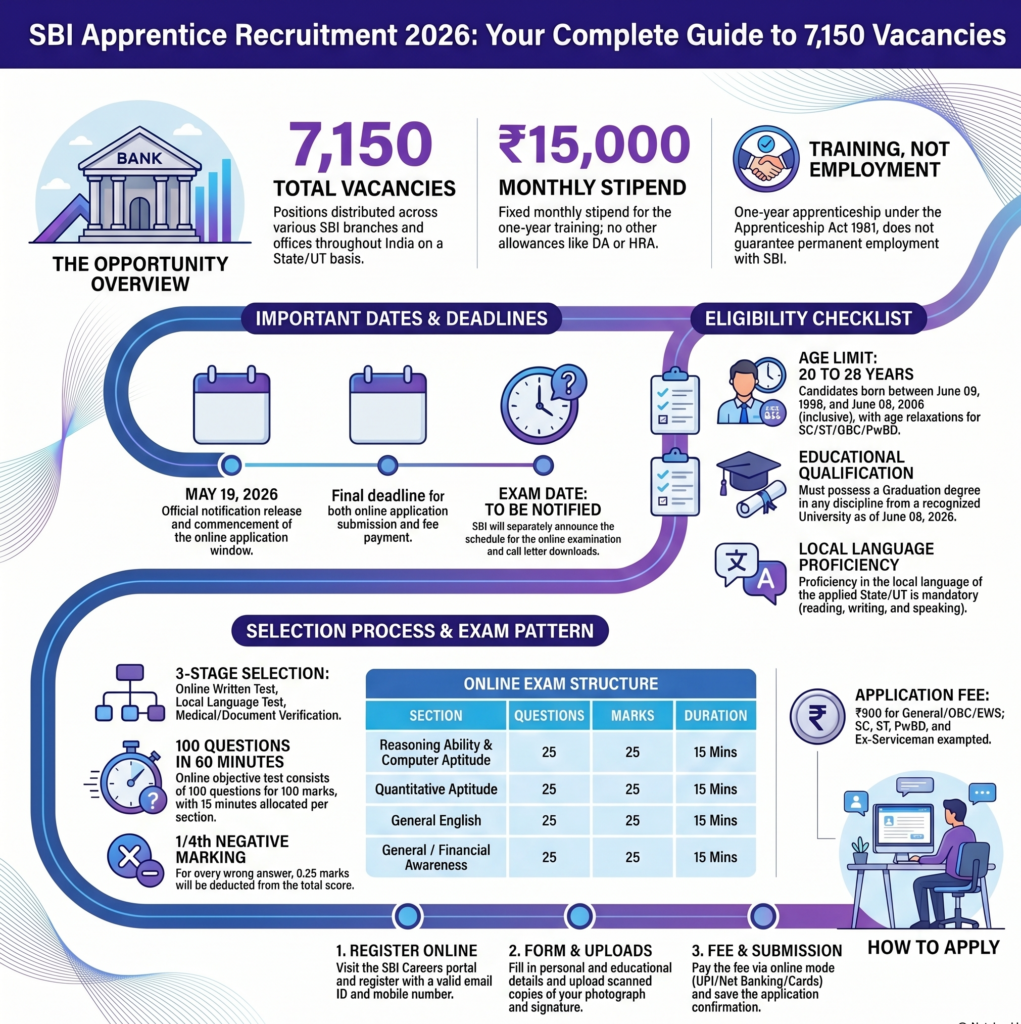 SBI Apprentice Recruitment 2026: 7150 ఖాళీలు – పూర్తి వివరాలు మరియు దరఖాస్తు విధానం